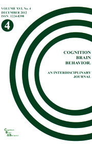 Cognition, Brain, Behavior. An Interdisciplinary Journal (December 2012) - Autori multipli 