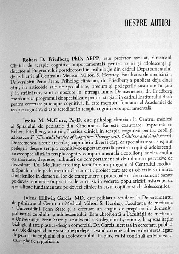 Tehnici de terapie cognitiva pentru copii si adolescenti - Robert D. Friedberg