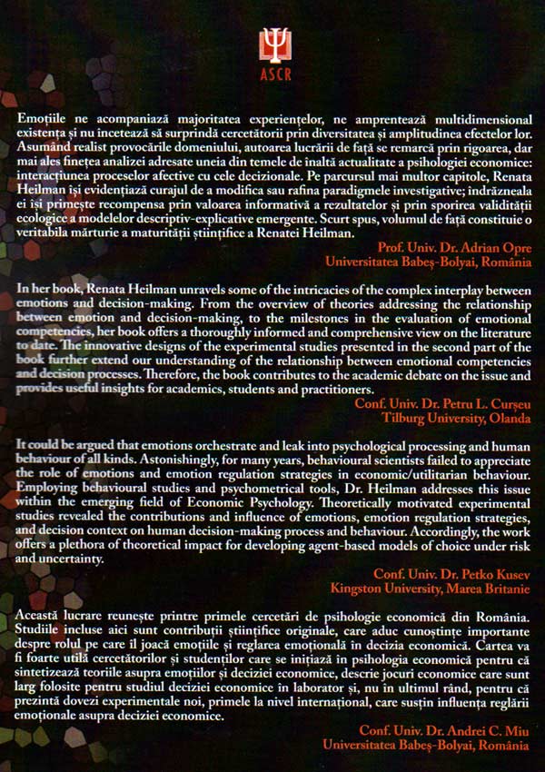 Diferente individuale in emotie si decizie. Implicatii pentru psihologia economica - Renata Melinda Heilman