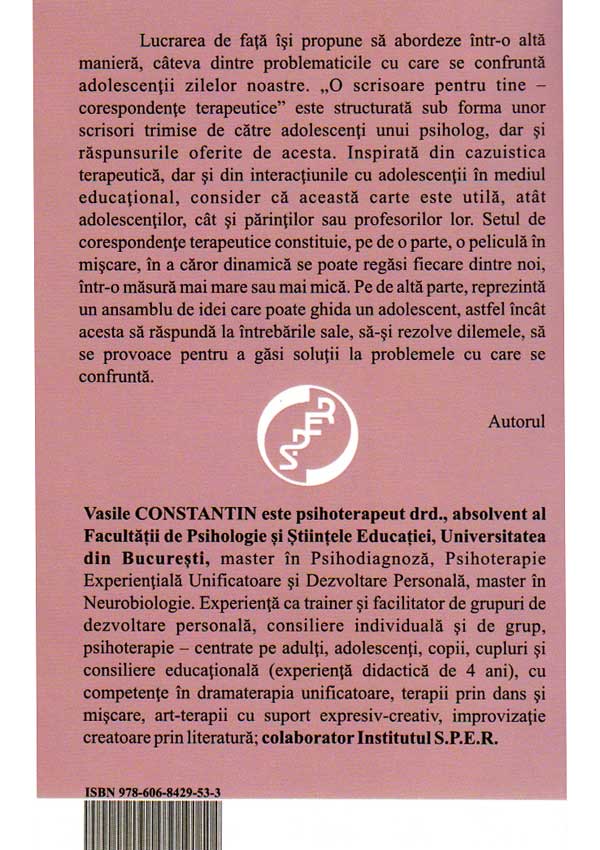 O scrisoare pentru tine. Corespondente terapeutice - Vasile Constantin