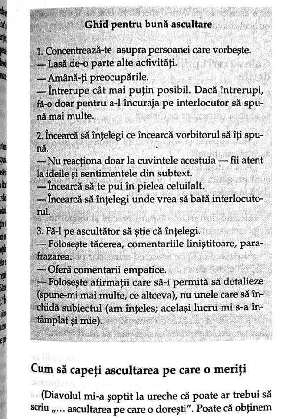 Asculta-ma ca sa te ascult. Capacitatea de ascultare poate imbunatati relatiile noastre - Michael P. Nichols