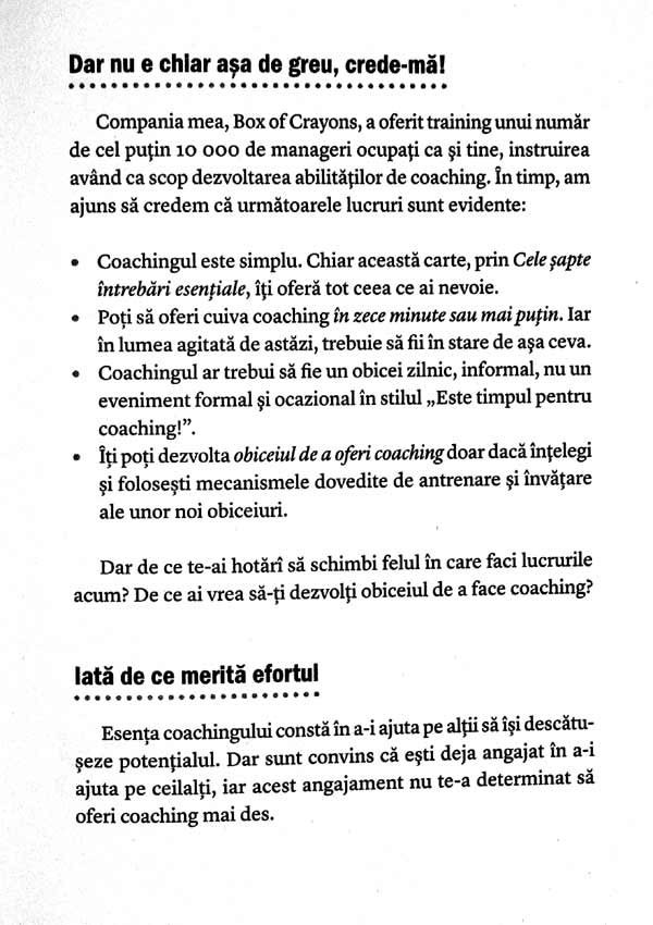 Coaching zi de zi. Spune mai putin, intreaba mai mult si schimba pentru totdeauna felul in care conduci - Michael Bungay Stanier