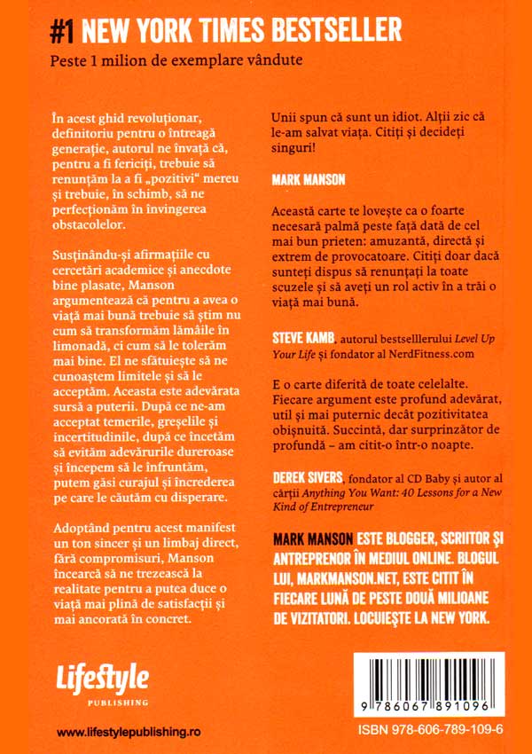 Arta subtila a nepasarii. O metoda nonconformista pentru o viata mai buna - Mark Manson