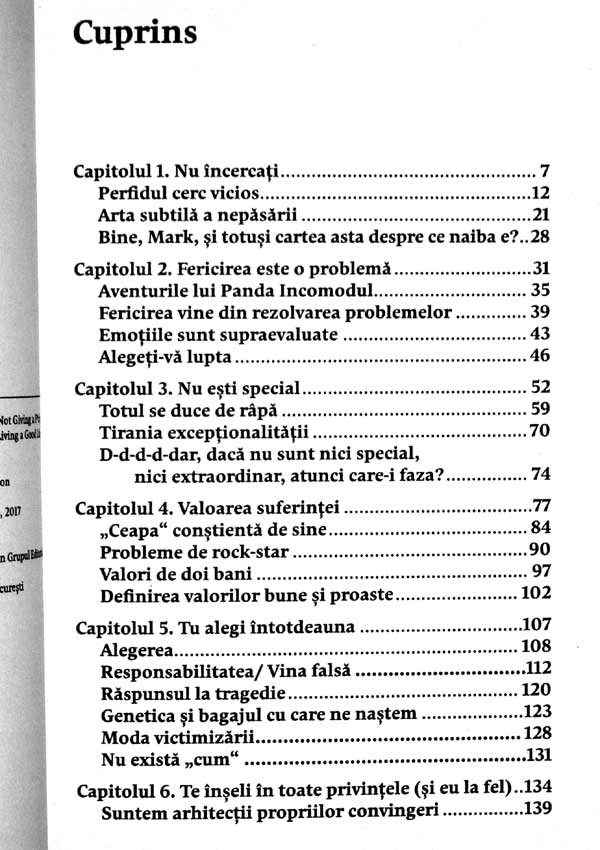 Arta subtila a nepasarii. O metoda nonconformista pentru o viata mai buna - Mark Manson