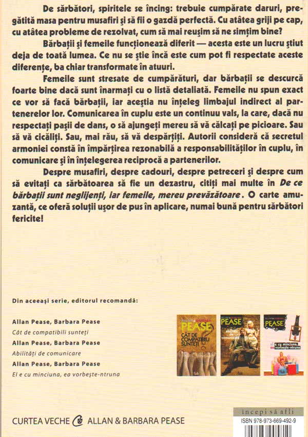De ce barbatii sunt neglijenti, iar femeile, mereu prevazatoare - Allan & Barbara Pease
