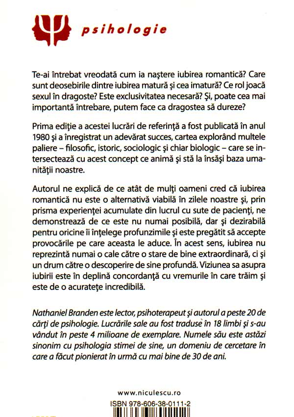 Psihologia iubirii romantice intr-o epoca fara romantism - Nathaniel Branden
