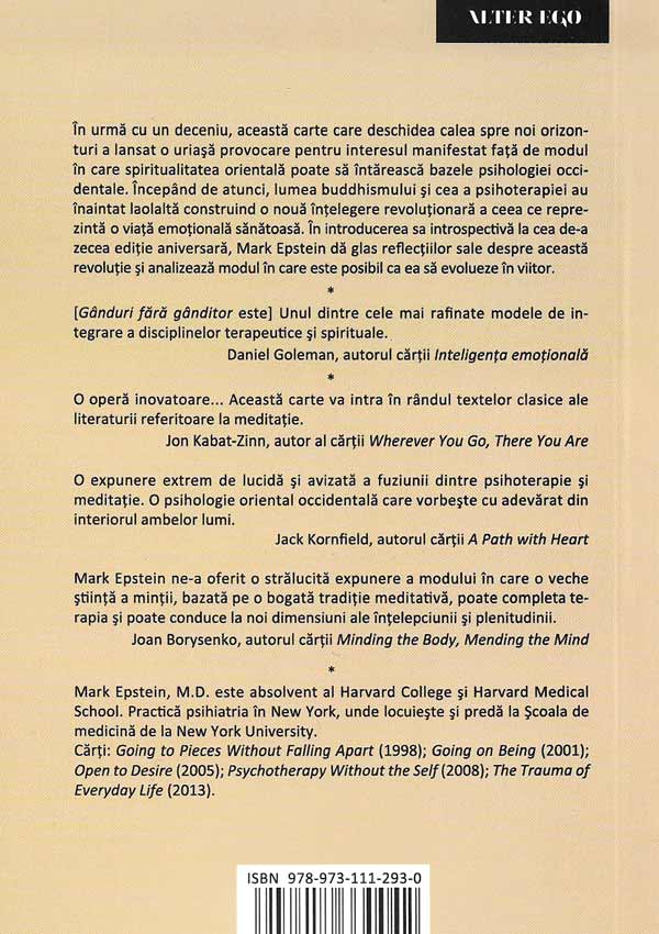 Ganduri fara ganditor. Psihoterapie dintr-o perspectiva buddhista - Mark Epstein