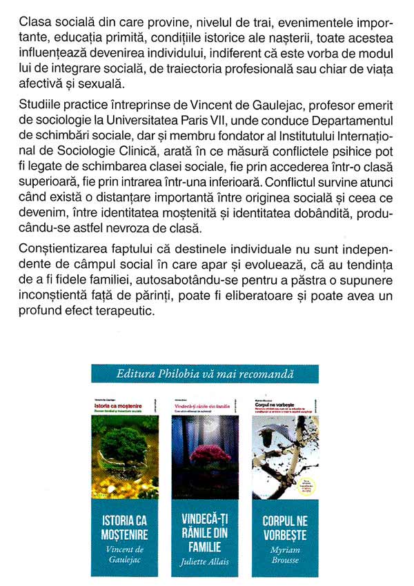 Nevroza de clasa. Traiectoria sociala si conflicte de identitate - Vincent de Gaulejac