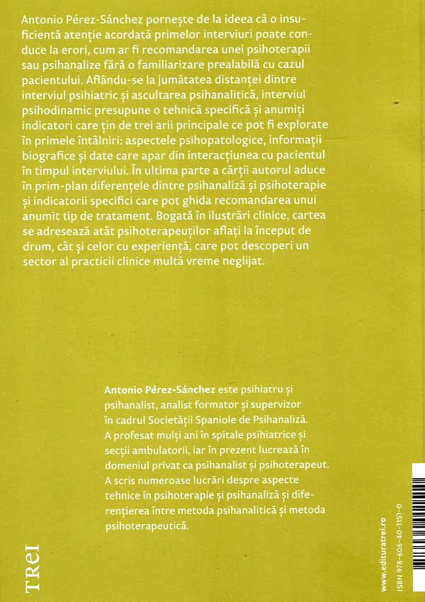 Interviu si indicatori in psihanaliza si psihoterapie - Antonio Perez Sanchez