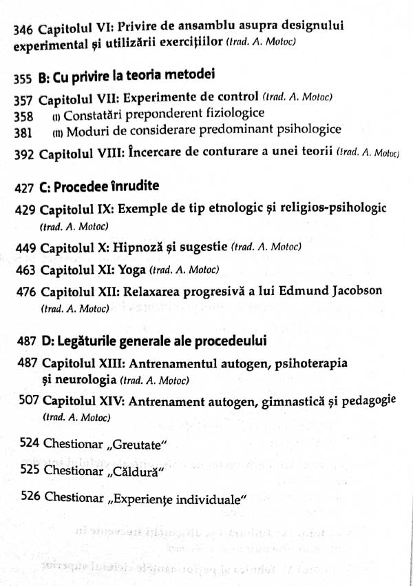 Antrenamentul autogen. Autodetensionare concentrativa - Incercare de prezentare clinic-practica - I.H. Schultz