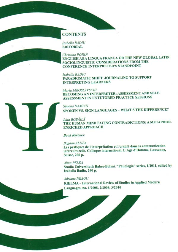 Cognition, Brain, Behavior. An Interdisciplinary Journal (June 2011) - Autori multipli 