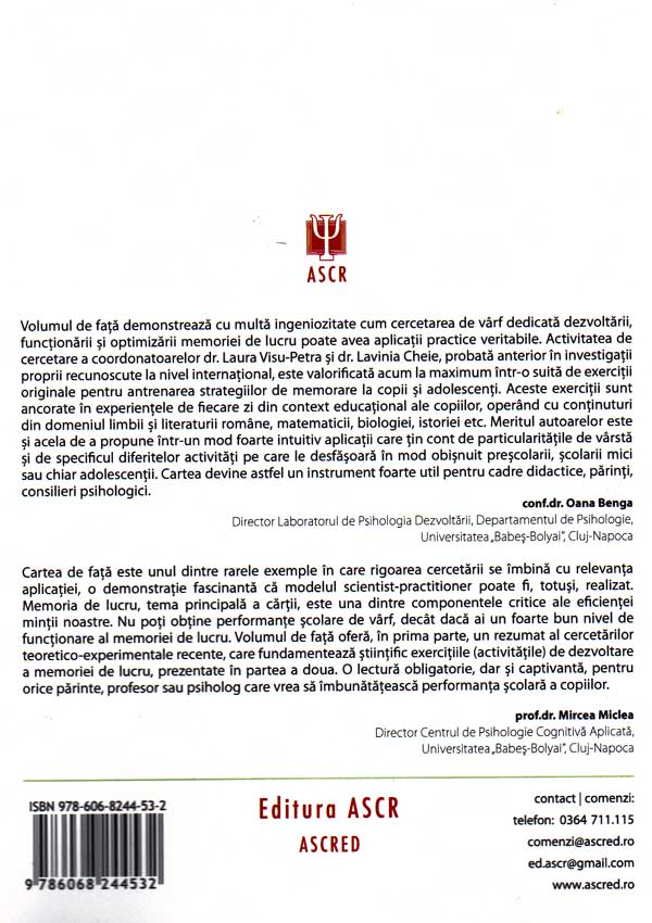 Dezvoltarea memoriei de lucru. Exercitii pentru prescolari si scolari - Laura Visu-Petra
