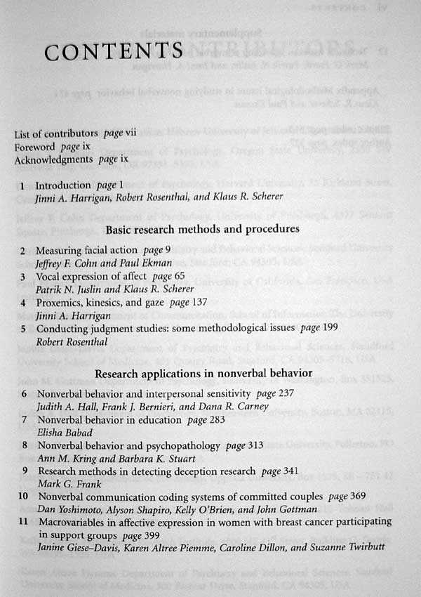 The new handbook of Methods in Nonverbal Behavior Research - Robert Rosenthal